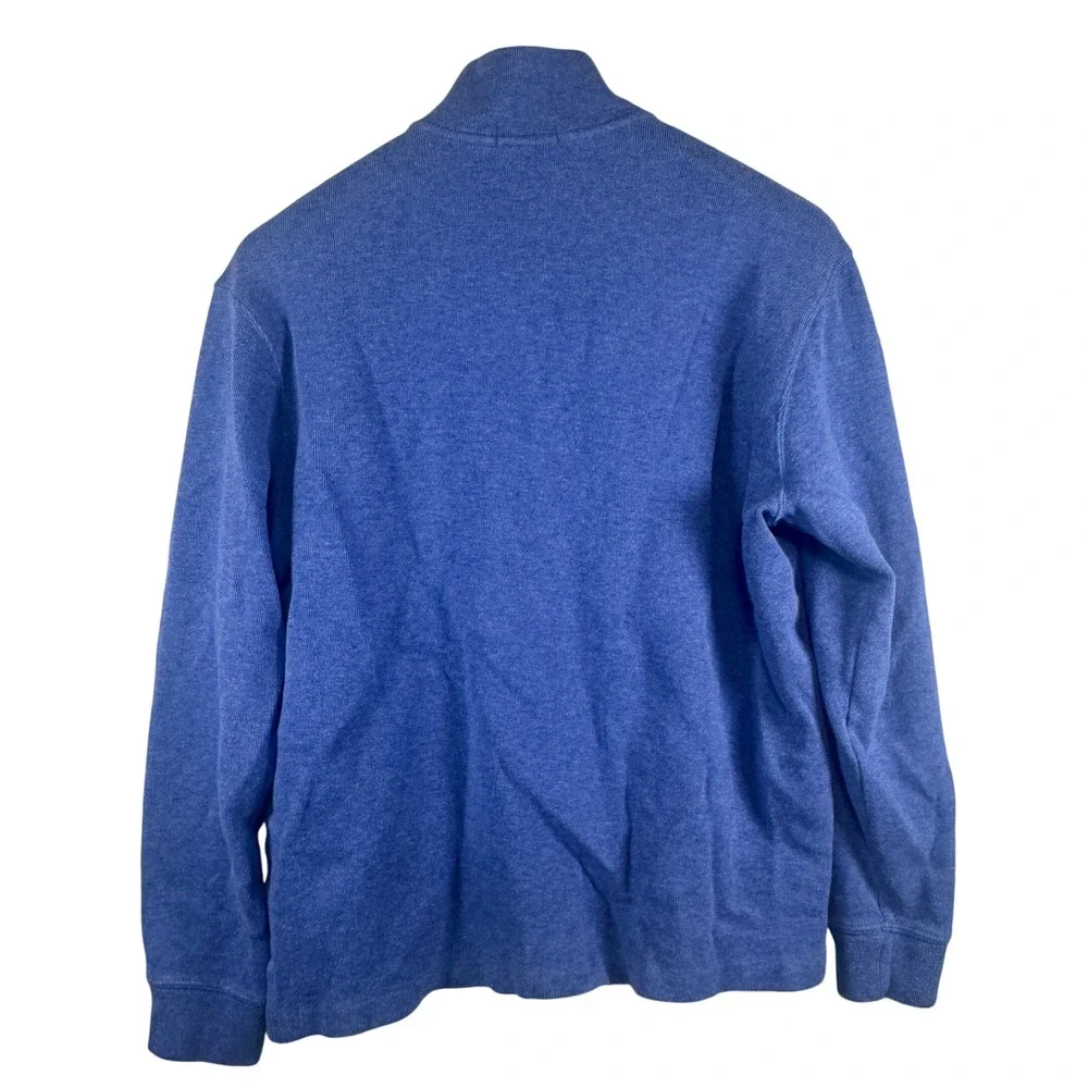 Polo Ralph Lauren‎ Mens Blue Cotton Quarter Zip Pullover Sweater Large Red Pony